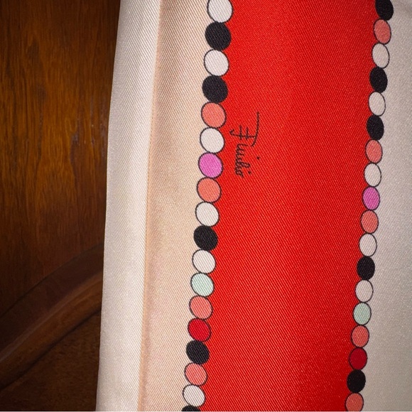 Emilio Pucci 100% Silk Vintage Multicolor Red Striped Print Pants - Picture 7 of 14